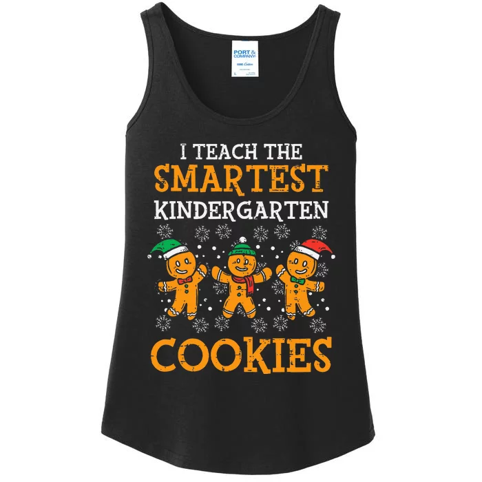 Teach Smartest Kindergarten Cookies Teacher Christmas Xmas Ladies Essential Tank