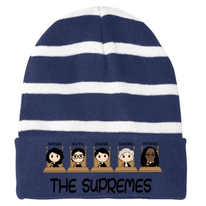 THE SUPREMES Ketanji Brown Jackson RBG Sotomayor Cute Striped Beanie with Solid Band