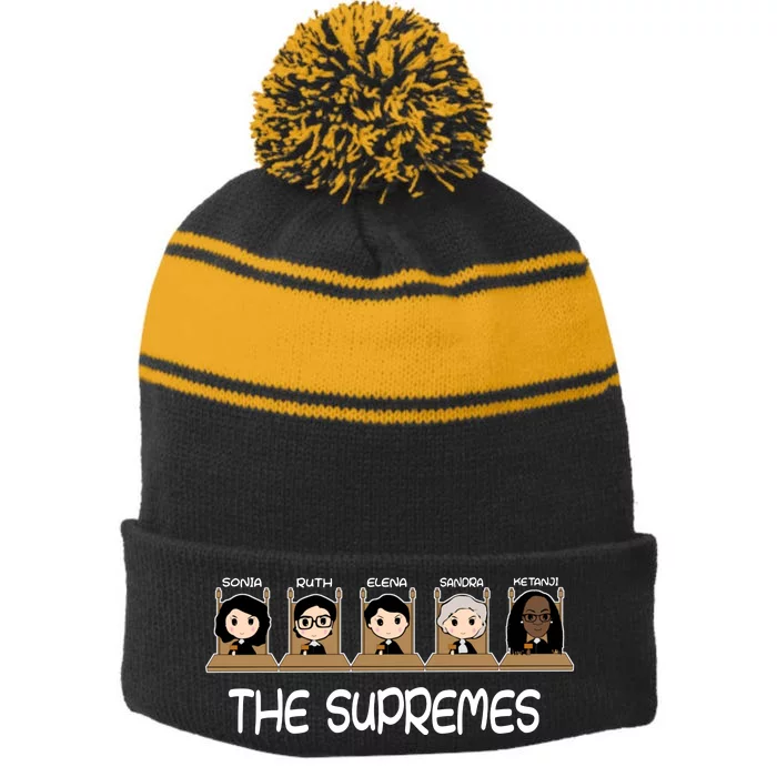 THE SUPREMES Ketanji Brown Jackson RBG Sotomayor Cute Stripe Pom Pom Beanie