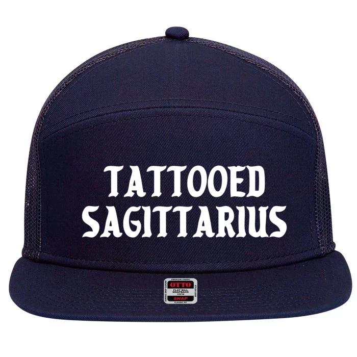 Tattooed Sagittarius Kawaii Goth Tattoo Aesthetic Horoscope Gift 7 Panel Mesh Trucker Snapback Hat