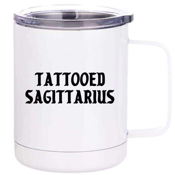 Tattooed Sagittarius Kawaii Goth Tattoo Aesthetic Horoscope Gift Front & Back 12oz Stainless Steel Tumbler Cup