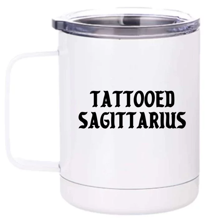 Tattooed Sagittarius Kawaii Goth Tattoo Aesthetic Horoscope Gift Front & Back 12oz Stainless Steel Tumbler Cup