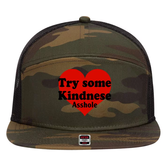 Try Some Kindness Asshole Heart 7 Panel Mesh Trucker Snapback Hat