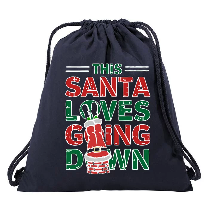 This Santa Loves Going Down Funny Drawstring Bag