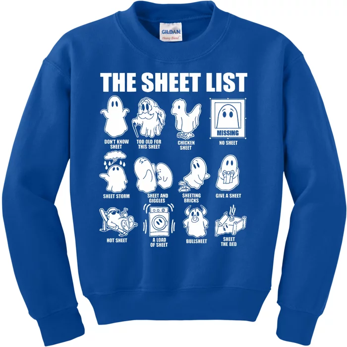 The Sheet List Halloween Funny Boo Sheet Ghost Halloween Kids Sweatshirt