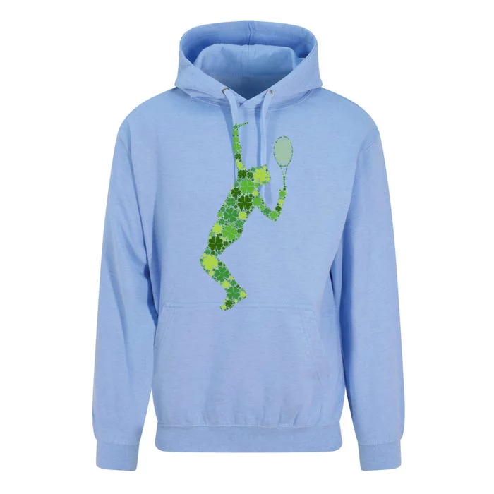 Tennis Serve Lucky Green Shamrock Clover Cool Gift St Patricks Day Gift Unisex Surf Hoodie