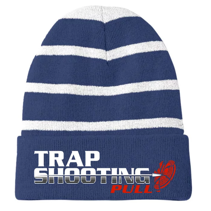 Trap Shooting Logo Striped Beanie with Solid Band