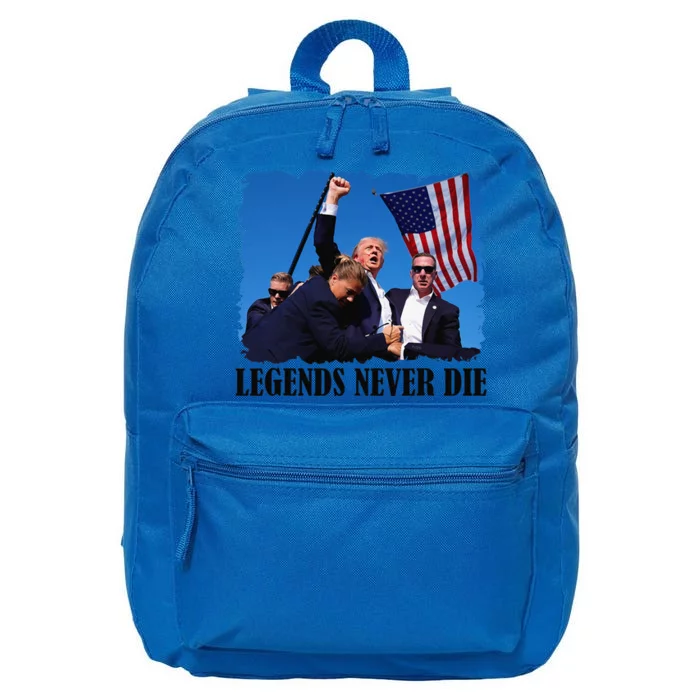 Trump Shot Legends Never Die 2024 Us Flag Vintage 16 in Basic Backpack