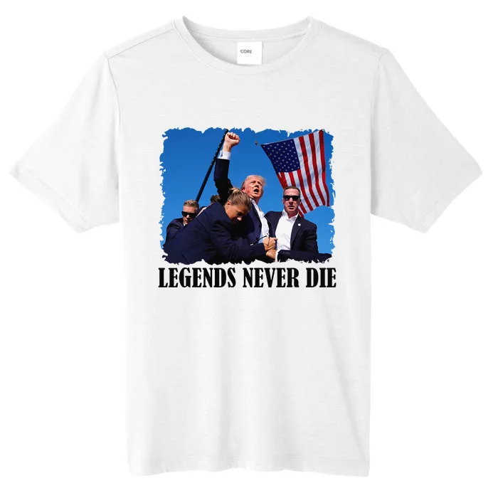 Trump Shot Legends Never Die 2024 Us Flag Vintage ChromaSoft Performance T-Shirt