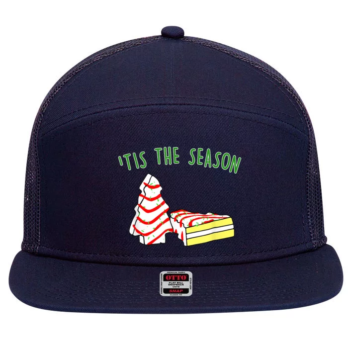 The Season Little Debbie Inspired Christmas Tree Snack Cake 7 Panel Mesh Trucker Snapback Hat