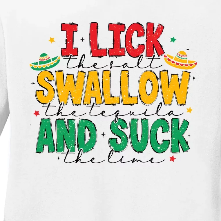 Tequila Shot Lick Cinco De Mayo Ladies Long Sleeve Shirt