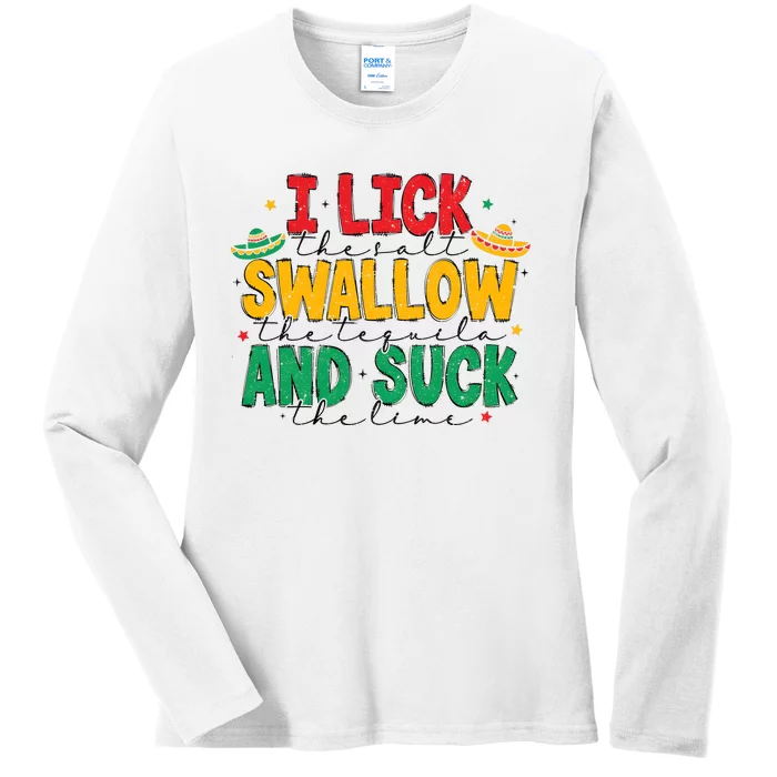 Tequila Shot Lick Cinco De Mayo Ladies Long Sleeve Shirt