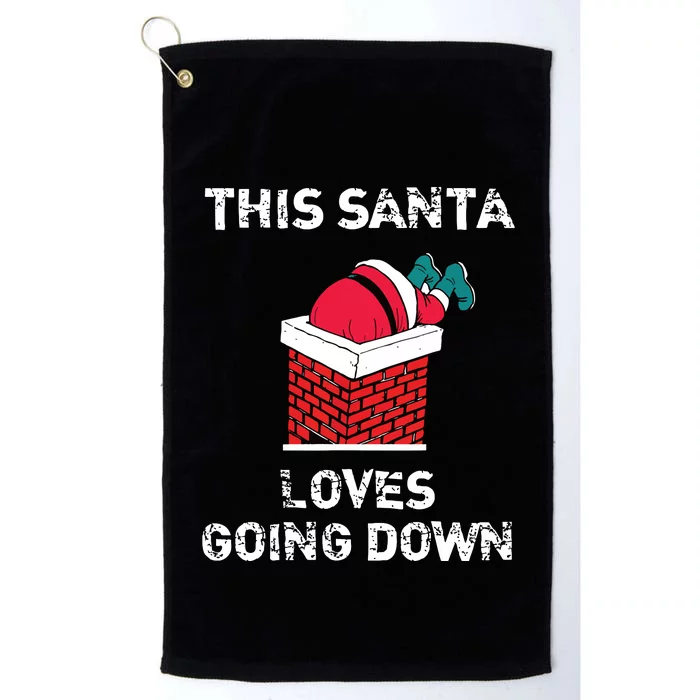 This Santa Loves Going Down Funny Christmas Platinum Collection Golf Towel