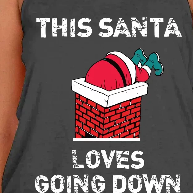 This Santa Loves Going Down Funny Christmas Women's Knotted Racerback Tank