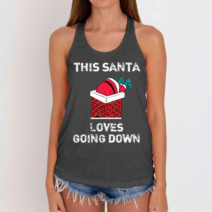 This Santa Loves Going Down Funny Christmas Women's Knotted Racerback Tank