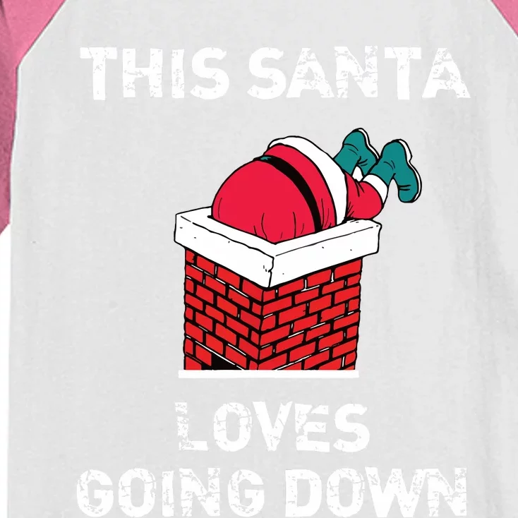 This Santa Loves Going Down Funny Christmas Kids Colorblock Raglan Jersey