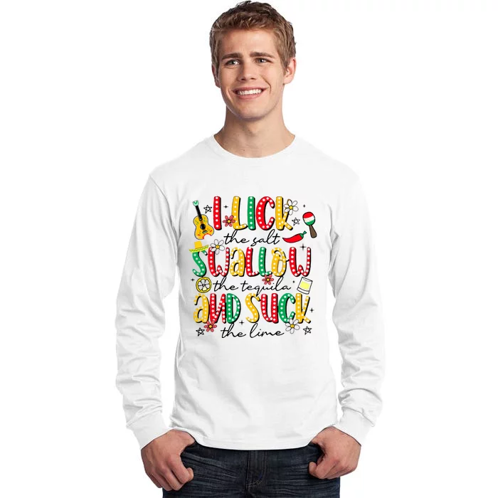 Tequila Shot Lick Cinco De Mayo Mexican Tall Long Sleeve T-Shirt