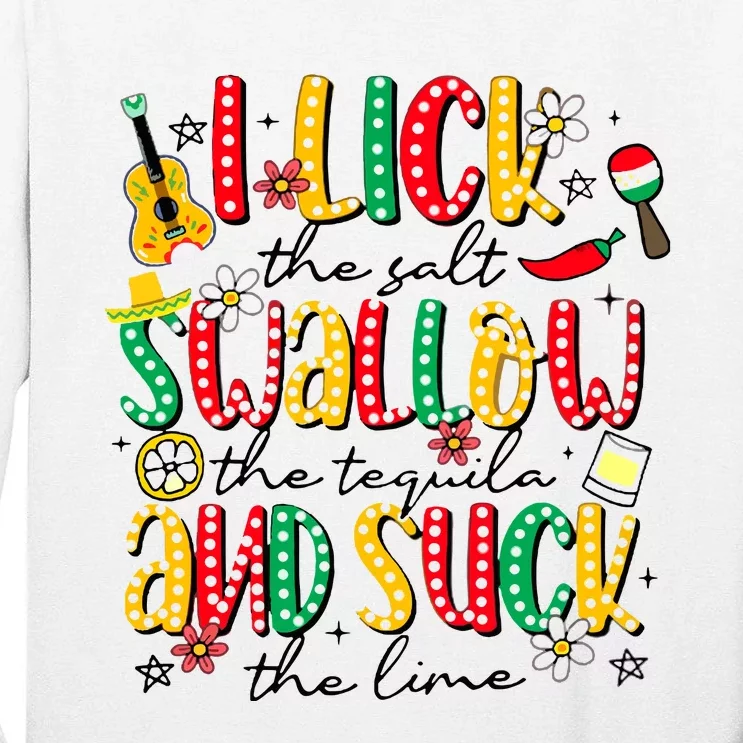 Tequila Shot Lick Cinco De Mayo Mexican Tall Long Sleeve T-Shirt