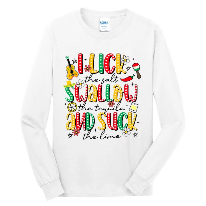 Tequila Shot Lick Cinco De Mayo Mexican Tall Long Sleeve T-Shirt