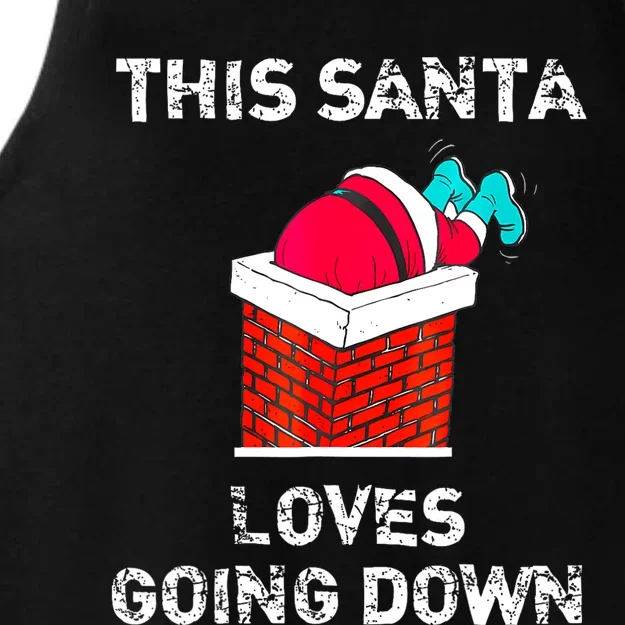 This Santa Loves Going Down Funny Christmas Ladies Tri-Blend Wicking Tank