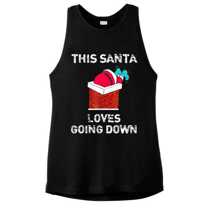 This Santa Loves Going Down Funny Christmas Ladies Tri-Blend Wicking Tank