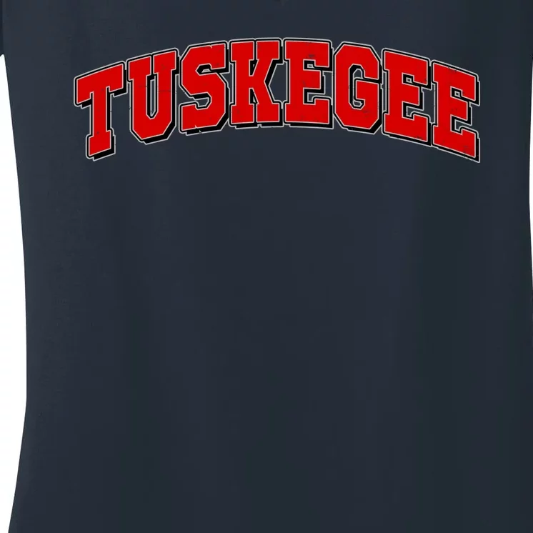 Tuskegee Sporty Logo Women's V-Neck T-Shirt