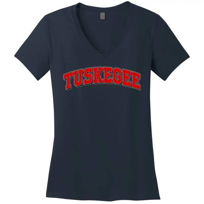 Tuskegee Sporty Logo Women's V-Neck T-Shirt