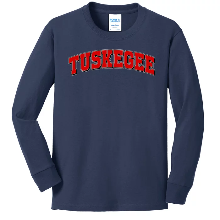 Tuskegee Sporty Logo Kids Long Sleeve Shirt