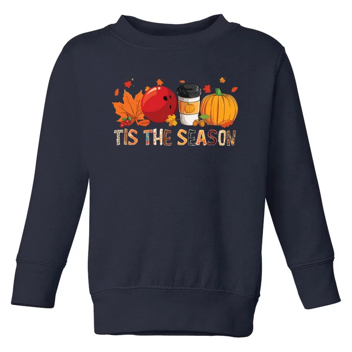 The Season Leopard Pumpkin Bowling Halloween Fall Leaf Toddler Sweatshirt