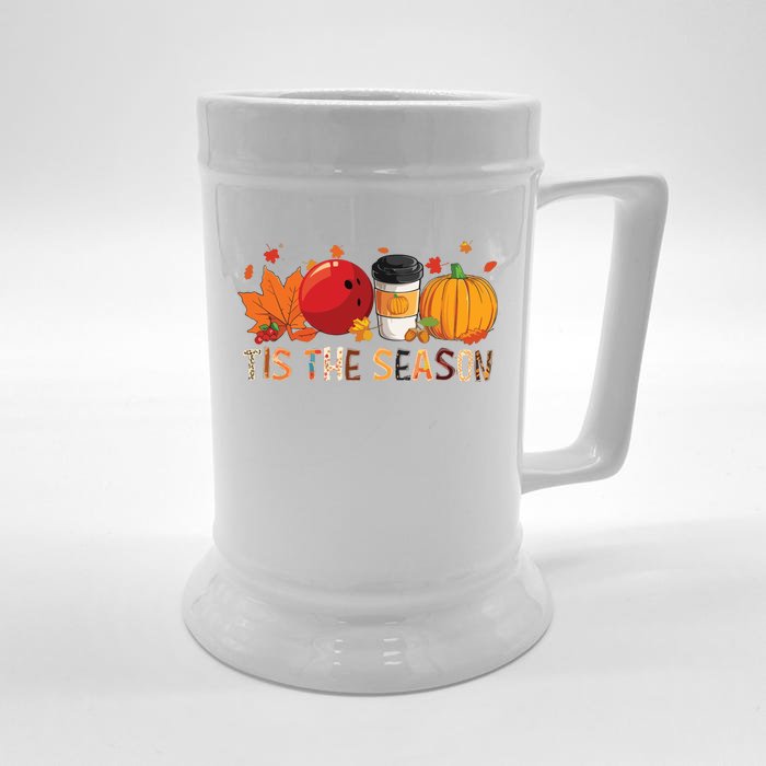 The Season Leopard Pumpkin Bowling Halloween Fall Leaf Front & Back Beer Stein