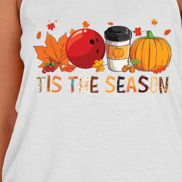 The Season Leopard Pumpkin Bowling Halloween Fall Leaf Women's Knotted Racerback Tank