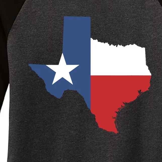 Texas State Lone Star Flag Map Women's Tri-Blend 3/4-Sleeve Raglan Shirt