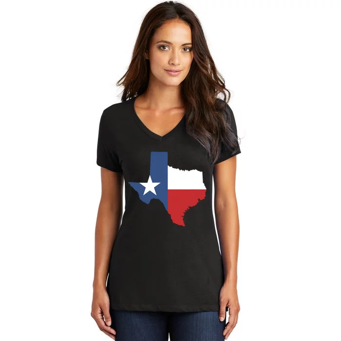 Texas State Lone Star Flag Map Women's V-Neck T-Shirt