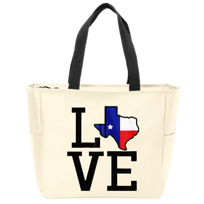 TEXAS State Map Love For Men Women Kids Zip Tote Bag