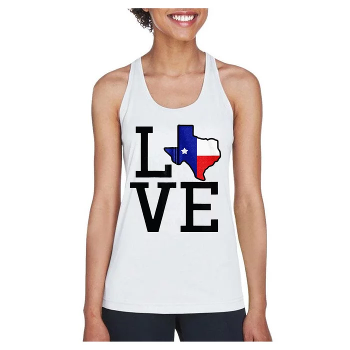 TEXAS State Map Love For Men Women Kids Women's Racerback Tank