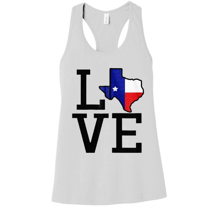 TEXAS State Map Love For Men Women Kids Women's Racerback Tank