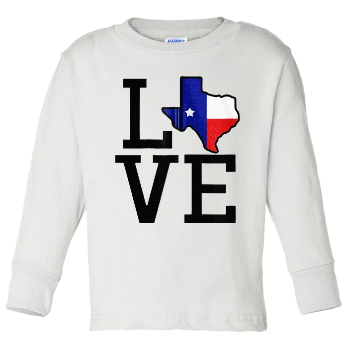 TEXAS State Map Love For Men Women Kids Toddler Long Sleeve Shirt