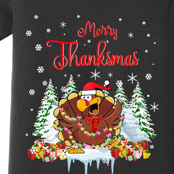 Turkey Santa Merry Thanksmas Christmas Baby Bodysuit