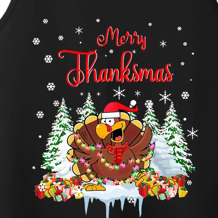 Turkey Santa Merry Thanksmas Christmas Performance Tank