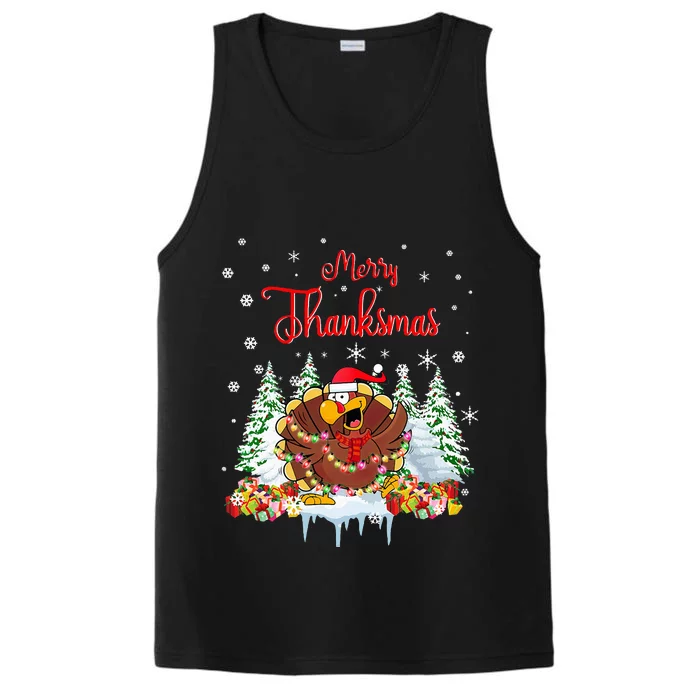 Turkey Santa Merry Thanksmas Christmas Performance Tank