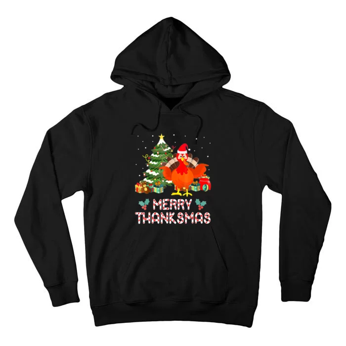 Turkey Santa Merry Thanksmas Christmas Thanksgiving Tall Hoodie