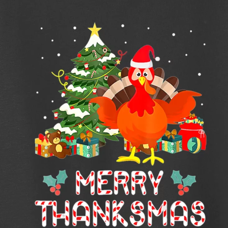 Turkey Santa Merry Thanksmas Christmas Thanksgiving Toddler T-Shirt