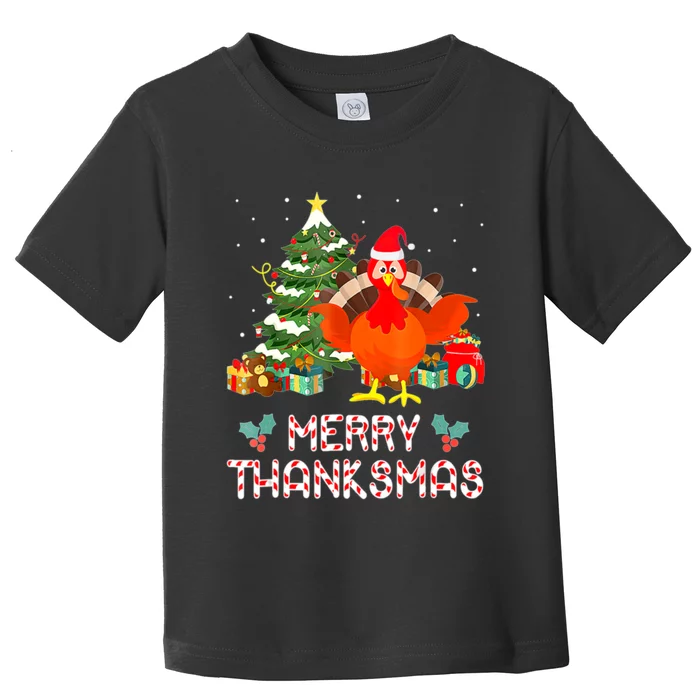 Turkey Santa Merry Thanksmas Christmas Thanksgiving Toddler T-Shirt