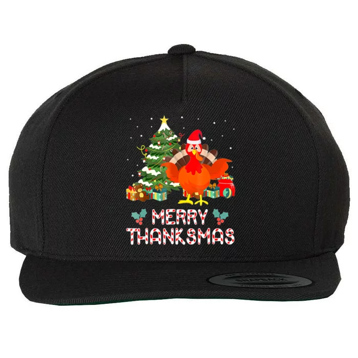 Turkey Santa Merry Thanksmas Christmas Thanksgiving Wool Snapback Cap