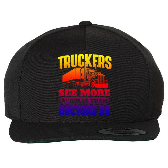 Truckers See More Gift Semi Truck Driver Trucking Trucker Gift Wool Snapback Cap