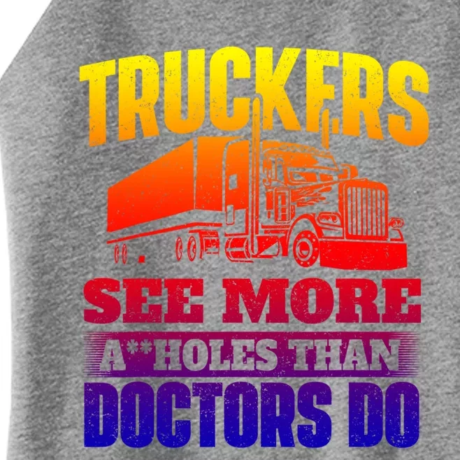 Truckers See More Gift Semi Truck Driver Trucking Trucker Gift Women’s Perfect Tri Rocker Tank