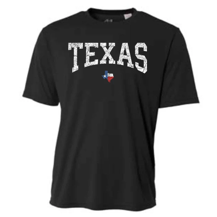 Texas State Map Flag Distressed Cooling Performance Crew T-Shirt