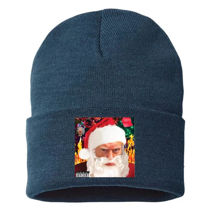 Trump Santa Mugshot Tacky Sustainable Knit Beanie