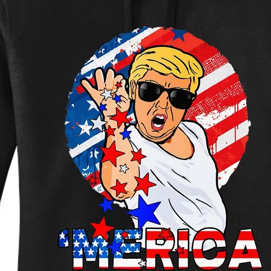 Trump Salt Merica Make USA Great Again USA Flag Women's Pullover Hoodie