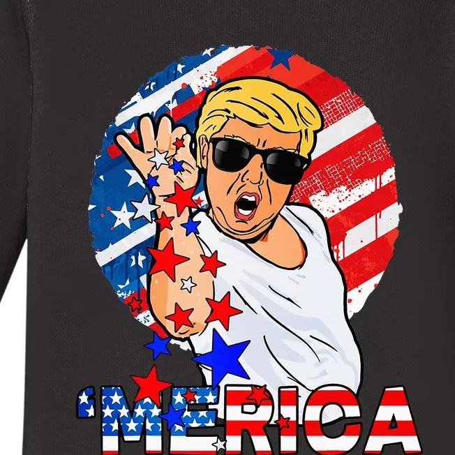 Trump Salt Merica Make USA Great Again USA Flag Baby Long Sleeve Bodysuit